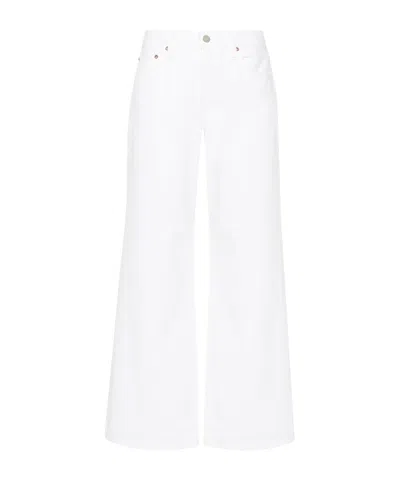 Agolde Fran High Rise Wide Leg Low Slung Cuffed Jeans In Milkshake In Animal Print