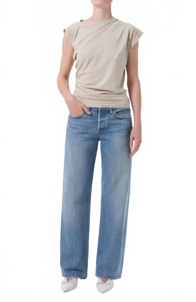 Agolde Low Rise Loose Jeans In Vault In Brown
