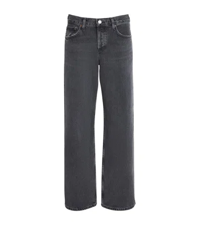 Agolde Low-rise Loose Jeans In Black