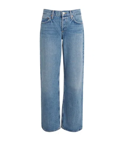 Agolde Low-rise Loose Jeans In Blue
