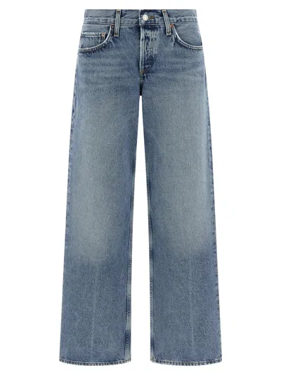Agolde Low Rise Loose Jeans In Blue