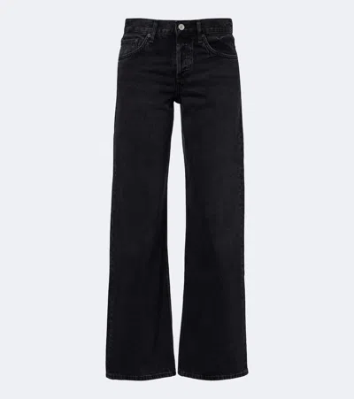 Agolde Low Rise Loose Wide-leg Jeans In Black