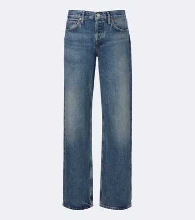 Agolde Low Rise Loose Wide-leg Jeans In Blue