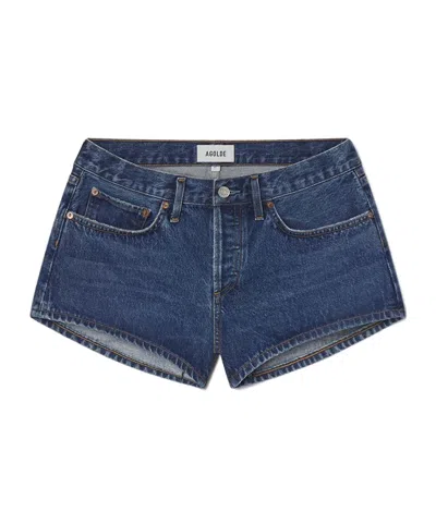 Agolde Dame High Waist Mid Length Relaxed Denim Shorts In Blue