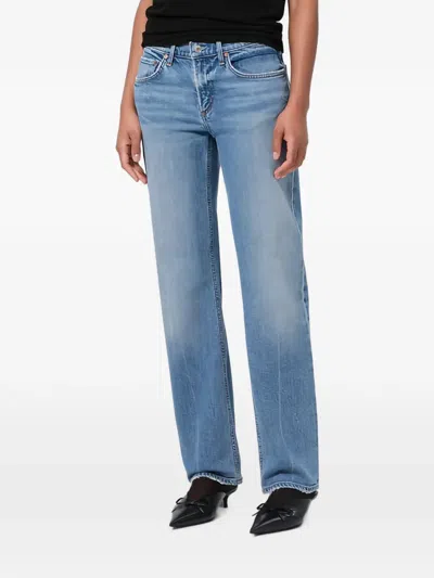 Agolde Low Rise Slim Faded-effect Jeans In Blue