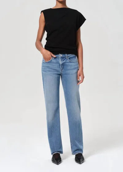 Agolde Low Rise Slim Stretch Jeans In Kindle In Blue