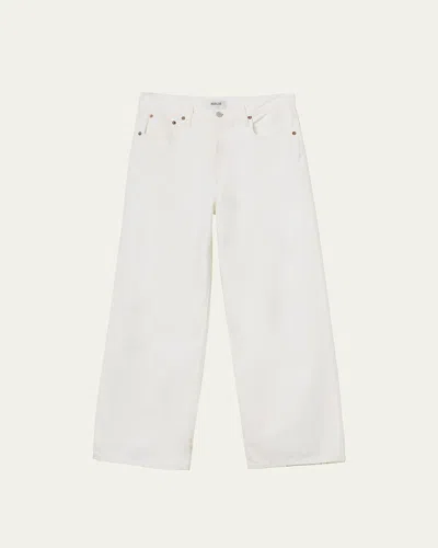 Agolde Low-rise Wide Baggy Jeans In White