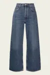 Agolde Dame High Rise Wide Leg No Cuff Jean In Enamour In Blue
