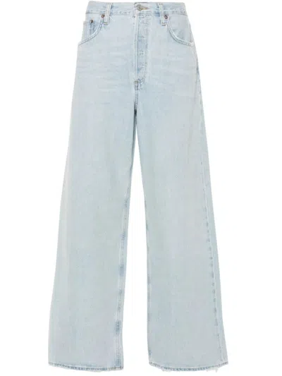 Agolde Low Slung Baggy Cotton Jeans In Blue