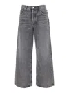 Agolde Grey Jeans With Low Waist And Wide Leg In Grey