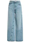 Agolde Low Slung Baggy Distressed Wide-leg Jeans In Blue