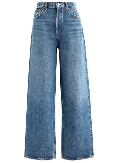AGOLDE AGOLDE LOW SLUNG BAGGY DISTRESSED WIDE-LEG JEANS