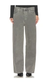 Agolde Wide Leg Cotton Denim Trousers In Grey