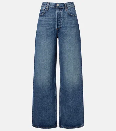 Agolde Low Slung Baggy High-rise Wide-leg Jeans In Blue
