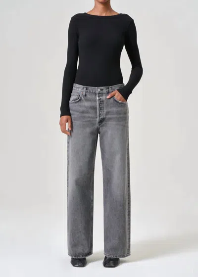 Agolde Dark Grey High Rise Straight-leg Jeans