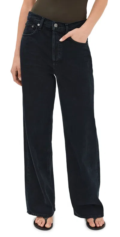 Agolde Annise Slim Crewneck Tee In Black