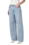 Agolde Luna Pieced High Waist Raw Hem Barrel Jeans In Force