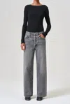 Agolde Grey Jeans With Low Waist And Wide Leg In Gray