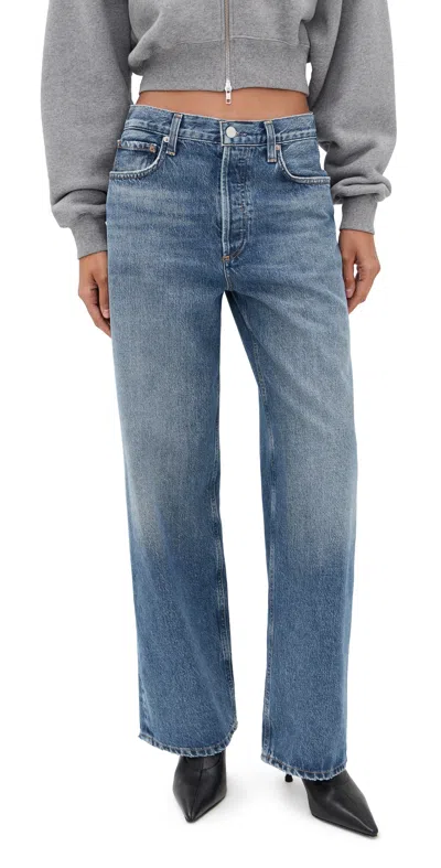 Agolde Low Slung Baggy Jeans Selection In Blue