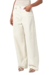 Agolde 'luna' White Jeans With Logo Patch On The Rear And Fringed Hem In Solar