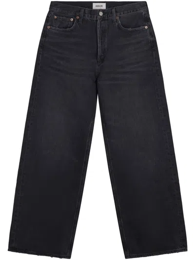 Agolde Low Slung Baggy Jeans With Five-pocket Design In Black