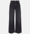 Agolde Low Slung Baggy Corduroy Straight Jeans In Black