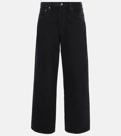 Agolde Low Slung Baggy Wide-leg Jeans In Black