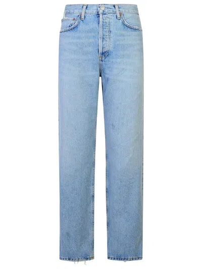 Agolde 'low Slung Easy Straight' Force Blue Recycled Cotton Jeans