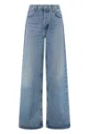 Agolde Light Blue Wide Jeans In Cotton Blend Denim Woman In Blue