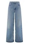 Agolde Light Blue Wide Jeans In Cotton Blend Denim Woman In Blue