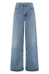 Agolde Light Blue Wide Jeans In Cotton Blend Denim Woman In Blue
