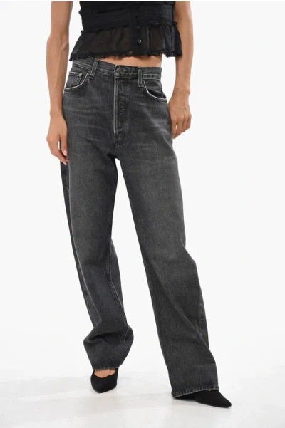 Agolde Low-slung Straight Fit Fran Jeans 22cm In Gray