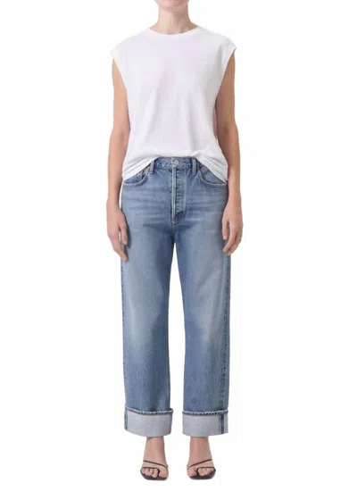 Agolde Low Slung Straight Leg Jean In Invention In White