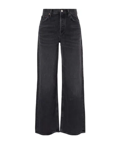 Agolde Low Slung Wide-leg Denim Trousers In Black