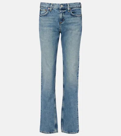 Agolde Low-rise Slim Jeans In Blue