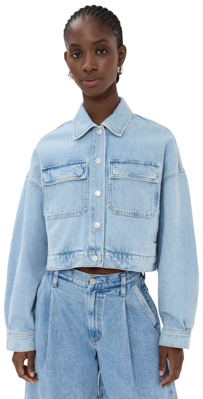 Agolde Luka Cropped Organic Denim Jacket In Blue