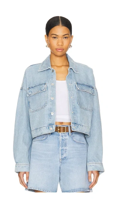 Agolde Luka Cropped Organic Denim Jacket In Blue