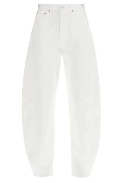 Agolde Luna Frayed High-rise Barrel-leg Jeans In White