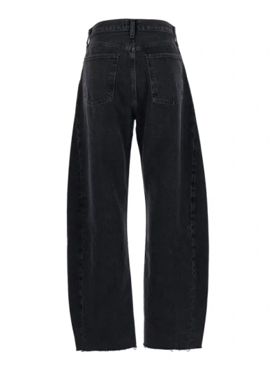 Agolde 'luna' Black Five-pocket Jeans In Denim