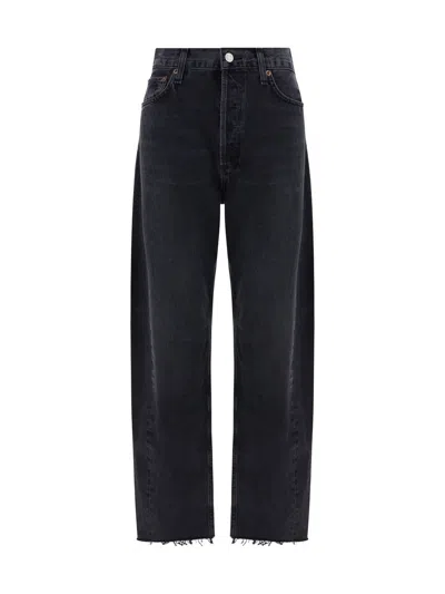 Agolde 'luna' Black Five-pocket Jeans In Denim Woman