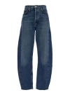 Agolde Luna High Rise Curved Taper Jeans In Split In Blue