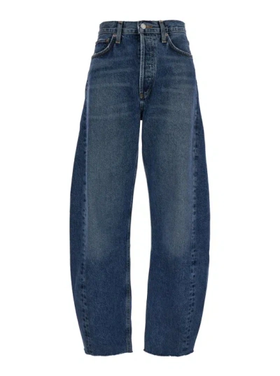 Agolde Luna Pieced Barrel-leg Jeans In Blue