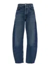 Agolde Luna High Rise Curved Taper Jeans In Split In Blue