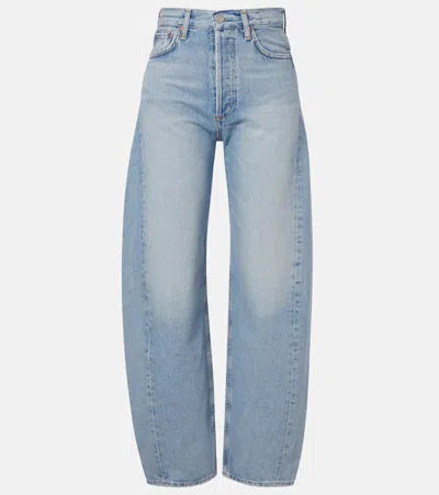 Agolde Luna Pieced High-rise Wide Leg Jeans In Blue