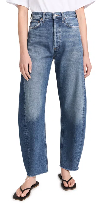 Agolde Panelled Regenerative-cotton Jeans In Blue