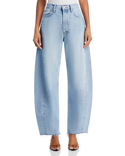 Agolde Luna High Rise Pieced Bowed Leg Jeans In Void In Blue