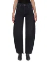 Agolde Luna Pieced High Waist Raw Hem Organic Cotton Barrel Jeans In Possess