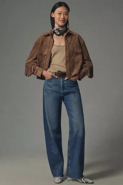 Agolde Luna High-rise Pieced Tapered Jeans In Blue