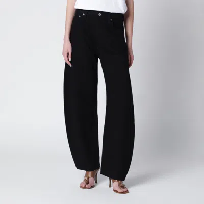 Agolde High Rise Wide Leg Trousers Belt Loops In Black