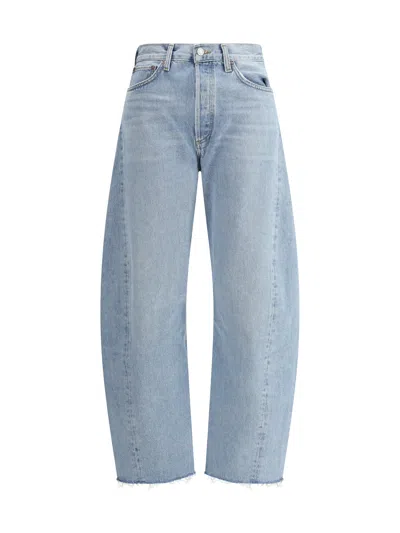 Agolde Luna High Rise Pieced Barrel Jean In Void In Blue